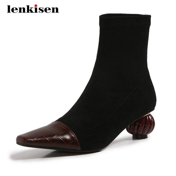 boots lenkisen vintage real leather mixed cloth stone pattern small square toe med strange heel slip on party fashion ankle l29, Black
boots lenkisen vintage real leather mixed cloth stone pattern small square toe med strange heel slip on party fashion ankle l29, Black
