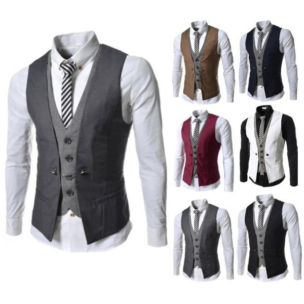 men's vests men sleeveless v neck single-breasted slim gilet business suit waistcoat for wedding, Black;white
men's vests men sleeveless v neck single-breasted slim gilet business suit waistcoat for wedding, Black;white