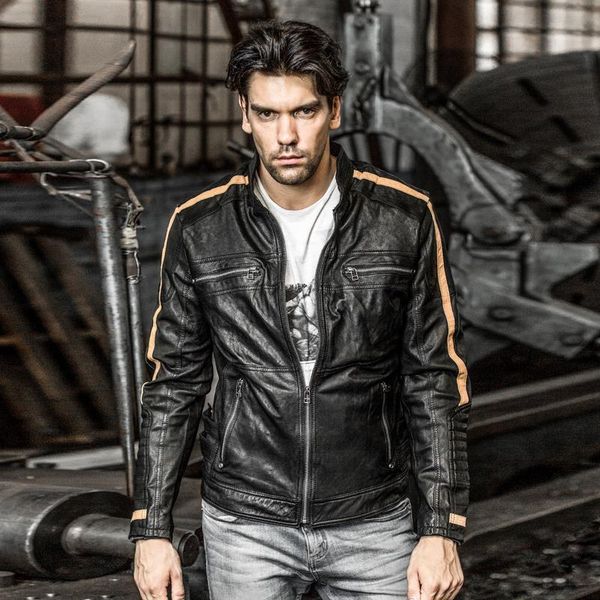 men's leather & faux arrival fashion sheepskin genuine motorcycle mens jacket stand collar zipper coat for male chaqueta de cuero hombr, Black
men's leather & faux arrival fashion sheepskin genuine motorcycle mens jacket stand collar zipper coat for male chaqueta de cuero hombr, Black