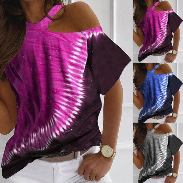 women's t-shirt women plus size ladies one shoulder letter printed summer loose tie-dyed print tee shirt vogue female t-shirts, White
women's t-shirt women plus size ladies one shoulder letter printed summer loose tie-dyed print tee shirt vogue female t-shirts, White