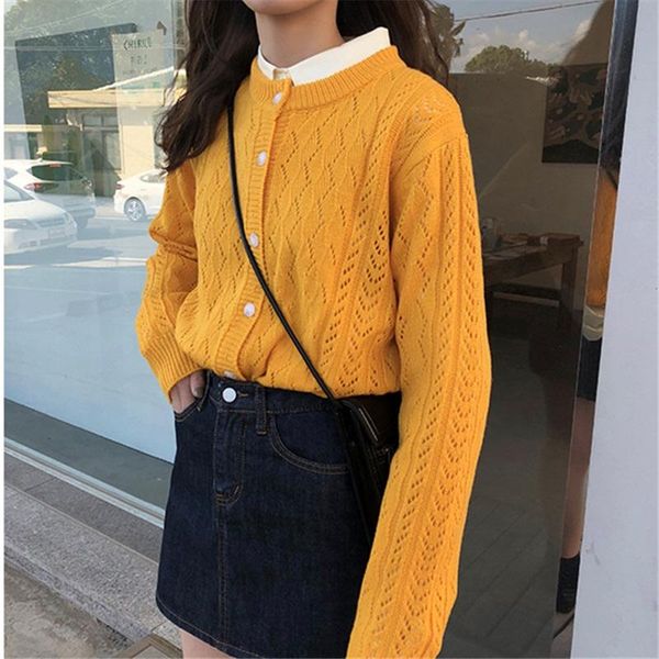 women's sweaters autumn and winter korea retro hollow crochet flower texture single-breasted long-sleeved cardigan knit sweater women, White;black
women's sweaters autumn and winter korea retro hollow crochet flower texture single-breasted long-sleeved cardigan knit sweater women, White;black