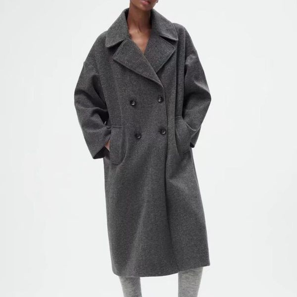 women's wool & blends women gray coat 2021 autumn fashion long jacket woman vintage lapel double breasted overcoat female outerwear chi, Black
women's wool & blends women gray coat 2021 autumn fashion long jacket woman vintage lapel double breasted overcoat female outerwear chi, Black