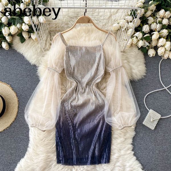 women elegant french dress sweet puff sleeve square collar mesh splice a-line summer fashion casual streetwear 210512, Black;gray
women elegant french dress sweet puff sleeve square collar mesh splice a-line summer fashion casual streetwear 210512, Black;gray