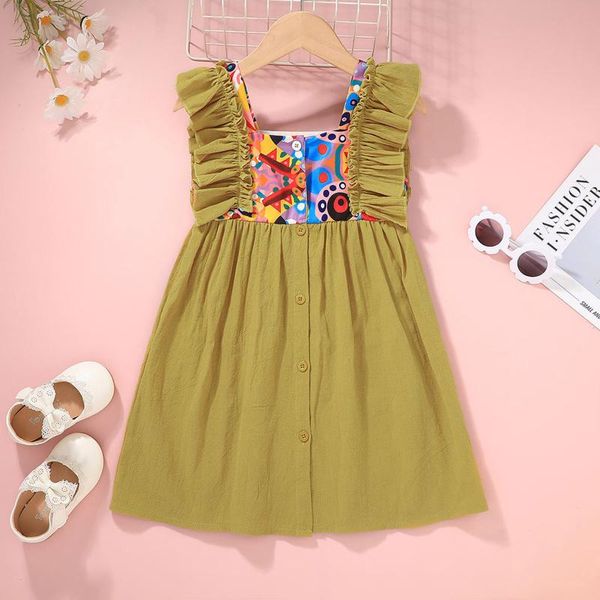 girl's dresses toddler baby girls summer o-neck a-line infant kid ruffle sleeveless solid button princess dress, Red;yellow
girl's dresses toddler baby girls summer o-neck a-line infant kid ruffle sleeveless solid button princess dress, Red;yellow