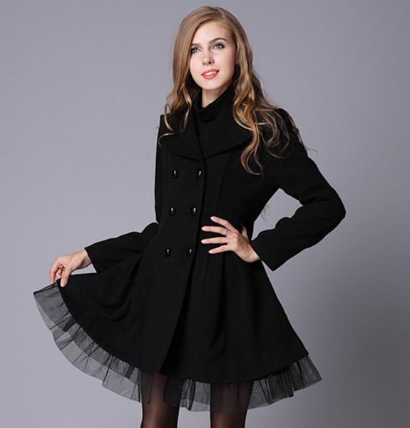 women's trench coats explosive style european and american windbreaker twill stitching gauze net skirt double-breasted woolen coat, Tan;black
women's trench coats explosive style european and american windbreaker twill stitching gauze net skirt double-breasted woolen coat, Tan;black
