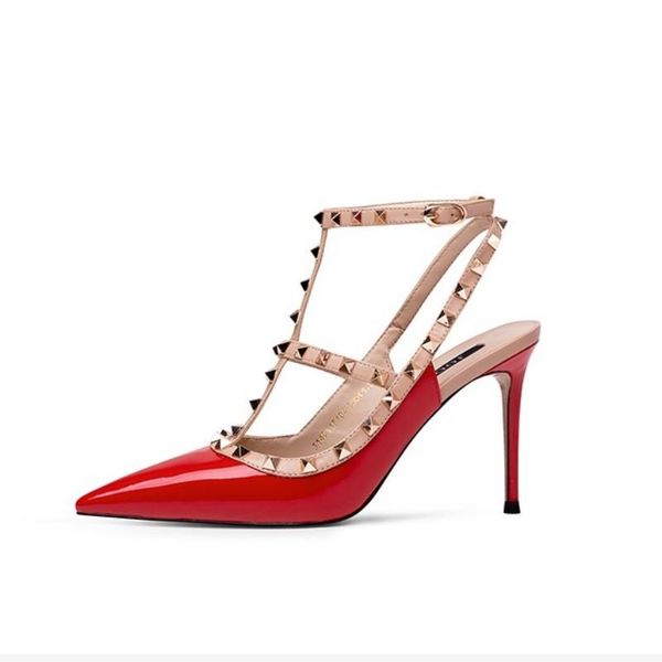 dress shoes 2021 design women sandals patent leather square rivet pointed toe platform 8.5cm thin high heels ladies party, Black
dress shoes 2021 design women sandals patent leather square rivet pointed toe platform 8.5cm thin high heels ladies party, Black