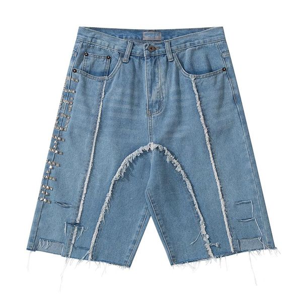 men's shorts harajuku rivet embroidery ripped retro jeans mens summer washed oversize hole denim five point pants, White;black
men's shorts harajuku rivet embroidery ripped retro jeans mens summer washed oversize hole denim five point pants, White;black