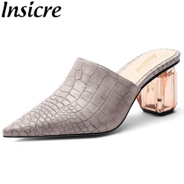 sandals insicre designer crystal thick high heels mules women pointed toe crocodile pu leather party wedding shoes big size 45, Black
sandals insicre designer crystal thick high heels mules women pointed toe crocodile pu leather party wedding shoes big size 45, Black