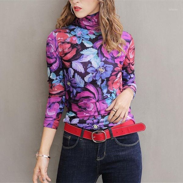 women's blouses & shirts women fashion floral print turtleneck knitted blouse casual ladies autumn long sleeve female w751, White
women's blouses & shirts women fashion floral print turtleneck knitted blouse casual ladies autumn long sleeve female w751, White