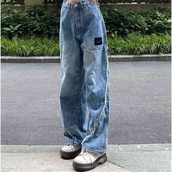 retro design blue ladies jeans y2k straight and thin loose high waist wide leg mopping street pants autumn 211129
retro design blue ladies jeans y2k straight and thin loose high waist wide leg mopping street pants autumn 211129