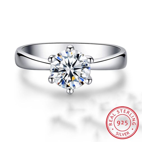 classic 1ct round simulated diamond wedding engagement ring for women real solid 925 sterling silver rings finger jewelry gift cluster, Golden;silver
classic 1ct round simulated diamond wedding engagement ring for women real solid 925 sterling silver rings finger jewelry gift cluster, Golden;silver
