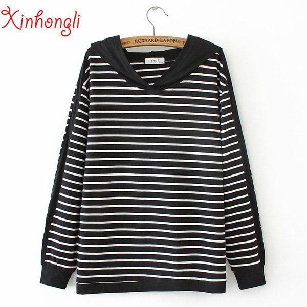women's hoodies & sweatshirts plus size striped elastic women loose 2021 spring autumn casual ladies sweatshirt pullover navy female o, Black
women's hoodies & sweatshirts plus size striped elastic women loose 2021 spring autumn casual ladies sweatshirt pullover navy female o, Black