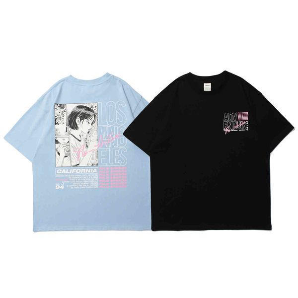 justfly2021 summer new harajuku cartoon print trendy street couple loose short sleeves, White;black
justfly2021 summer new harajuku cartoon print trendy street couple loose short sleeves, White;black