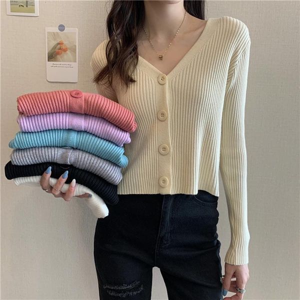 women v-neck knitted slim short sweaters cardigans lady knitting soft autumn spring cardigan outwear for female women's knits & tees, White
women v-neck knitted slim short sweaters cardigans lady knitting soft autumn spring cardigan outwear for female women's knits & tees, White