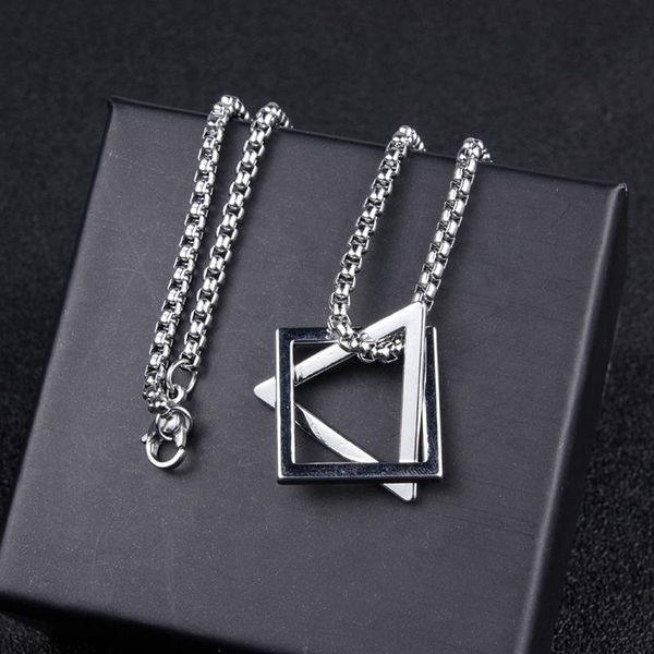 long titanium steel box chain necklace unique jewelry creative personality trendy triangle square pendant necklaces, Silver
long titanium steel box chain necklace unique jewelry creative personality trendy triangle square pendant necklaces, Silver