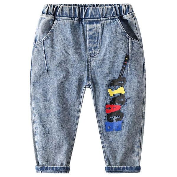 print boys girls denim pants children's clothing elastic waist casual jeans stoashed trousers spring autumn wear 1-6years, Blue
print boys girls denim pants children's clothing elastic waist casual jeans stoashed trousers spring autumn wear 1-6years, Blue