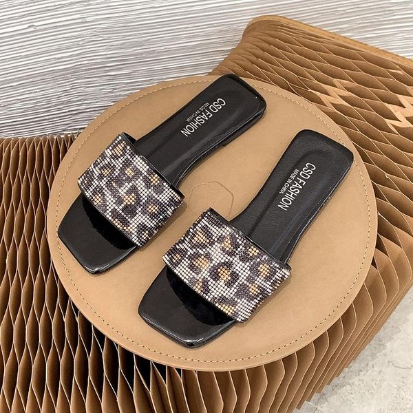 women slippers bling crystal leopard print fahsion square toe shoes woman casual sandals ladies flats summer female slides, Black
women slippers bling crystal leopard print fahsion square toe shoes woman casual sandals ladies flats summer female slides, Black