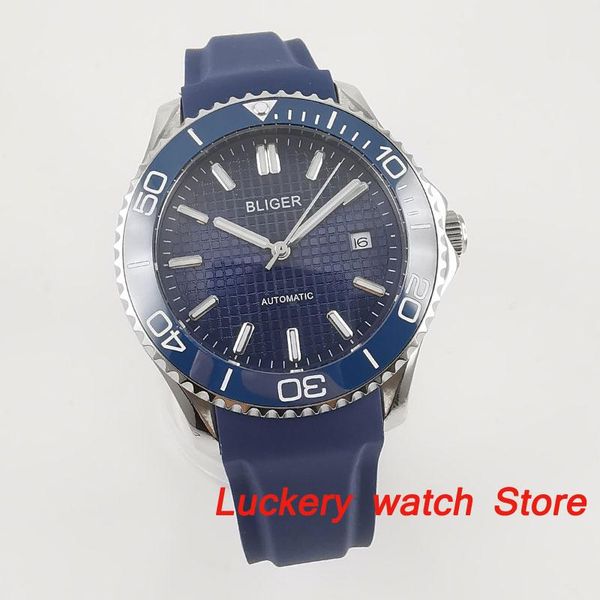 wristwatches bliger 41mm luxury mens watch blue dial luminous saphire glass;ceramic spin bezel automatic mechanical watches, Slivery;brown
wristwatches bliger 41mm luxury mens watch blue dial luminous saphire glass;ceramic spin bezel automatic mechanical watches, Slivery;brown