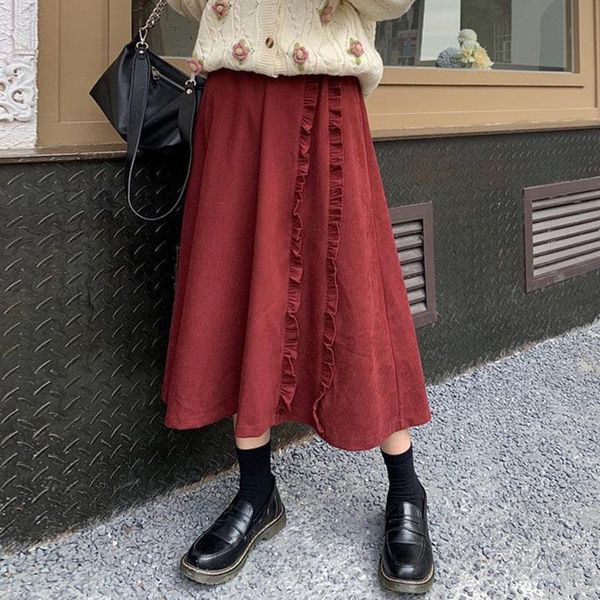 skirts lucyever autumn winter corduroy women vintage wine red ruffles midi long female elastic high waist a-line skirt, Black
skirts lucyever autumn winter corduroy women vintage wine red ruffles midi long female elastic high waist a-line skirt, Black