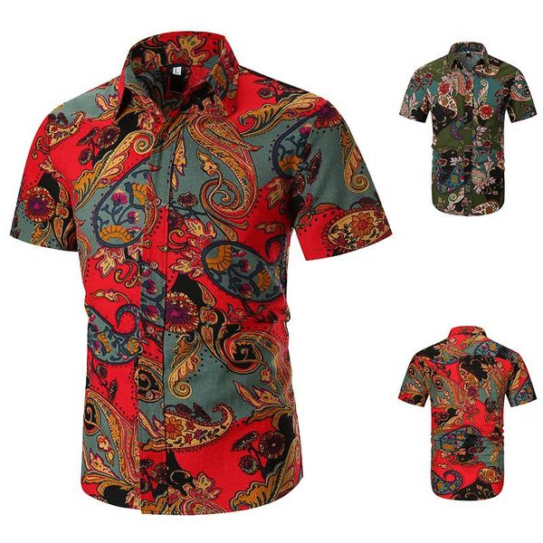 summereuropean size slim men's cashew flower printed short-sleeved shirt casual fashion lightweight breathable lapel male blouse shirts, White;black
summereuropean size slim men's cashew flower printed short-sleeved shirt casual fashion lightweight breathable lapel male blouse shirts, White;black