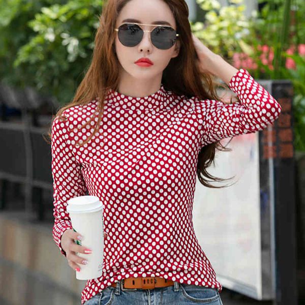 women's sweaters bright shirts red polka dots, women's clothes fall high-necked shirt, long-sleeve casual shirt gjtq, White;black 
women's sweaters bright shirts red polka dots, women's clothes fall high-necked shirt, long-sleeve casual shirt gjtq, White;black