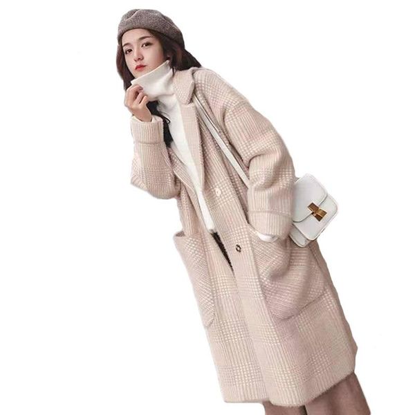 women's wool & blends 2021 autumn winter mink thick plaid coat ladies fashion korean version lapel pocket slim mid-length woolen coats, Black
women's wool & blends 2021 autumn winter mink thick plaid coat ladies fashion korean version lapel pocket slim mid-length woolen coats, Black