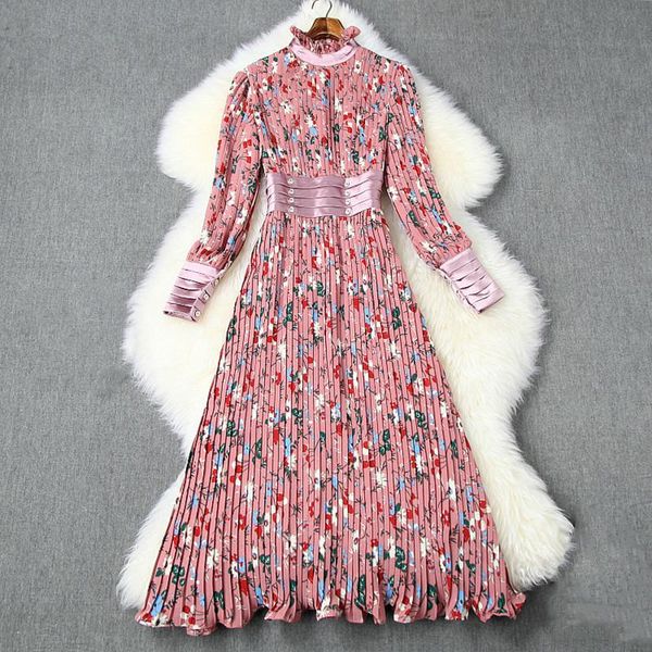 casual dresses milan fashion vintage full pleated women ruffled collar 2021 spring chiffon floral midi dress, Black;gray
casual dresses milan fashion vintage full pleated women ruffled collar 2021 spring chiffon floral midi dress, Black;gray