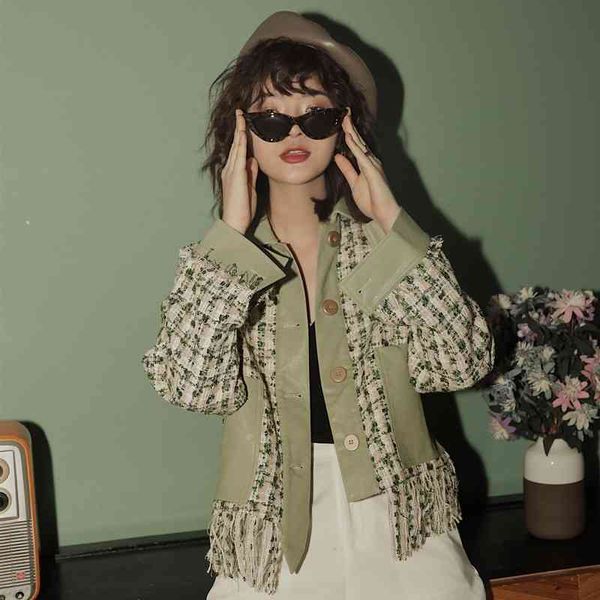 women's down & parkas green plaid tweed jacket autumn tassel cropped fringe coats and jackets women patchwork fashion designer clo, Black
women's down & parkas green plaid tweed jacket autumn tassel cropped fringe coats and jackets women patchwork fashion designer clo, Black