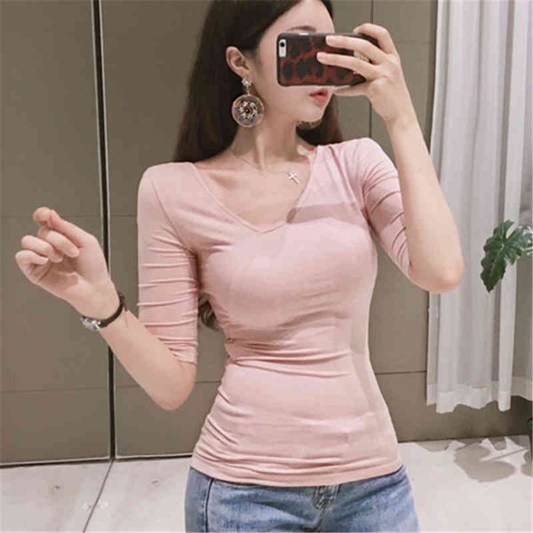 pink black v-neck summer spring fashion t-shirt tee shirt femme tees cotton thin slim tight solid 210420, White
pink black v-neck summer spring fashion t-shirt tee shirt femme tees cotton thin slim tight solid 210420, White
