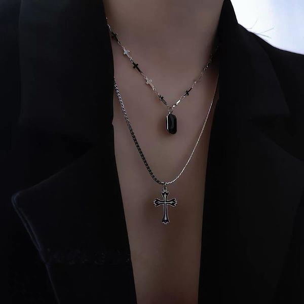 pendant necklaces hip hop trend cross obsidian necklace for woman man fashion retro zircon clavicle chain charm jewelry party gift, Silver
pendant necklaces hip hop trend cross obsidian necklace for woman man fashion retro zircon clavicle chain charm jewelry party gift, Silver