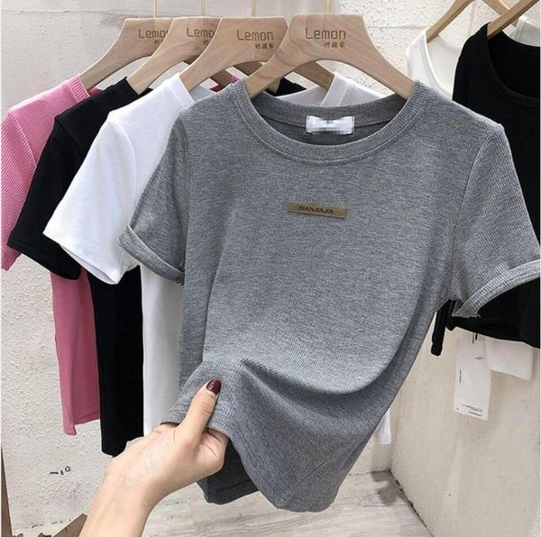 women slim shirt round neck turtleneck letter printing long sleeve short t-shirt autumn and tees casual s-xxl women's, White