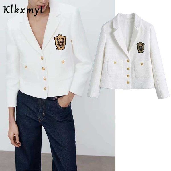 klkxmyt za women fashion metal single breasted blazer coat vintage long sleeve pockets female outerwear chic veste femme 210527, White;black
klkxmyt za women fashion metal single breasted blazer coat vintage long sleeve pockets female outerwear chic veste femme 210527, White;black
