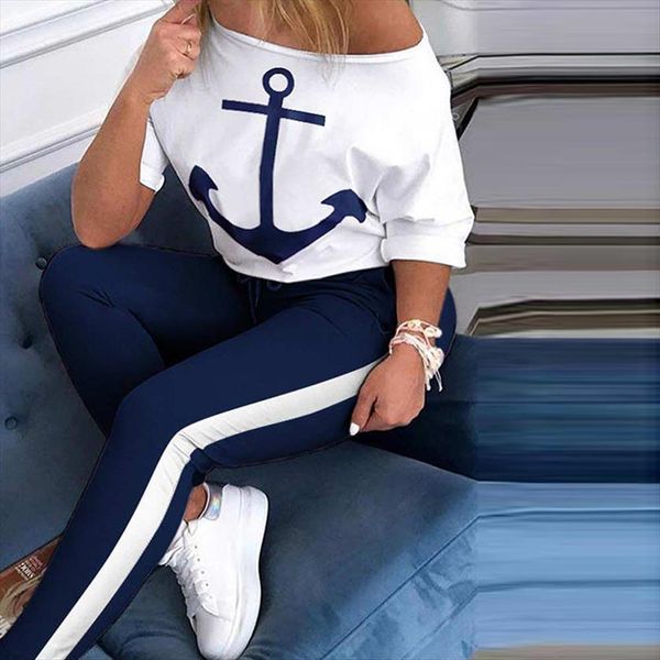 tracksuit boat anchor print two womens pants piece set femme clothes elastic waist long lounge wear drop, White
tracksuit boat anchor print two womens pants piece set femme clothes elastic waist long lounge wear drop, White