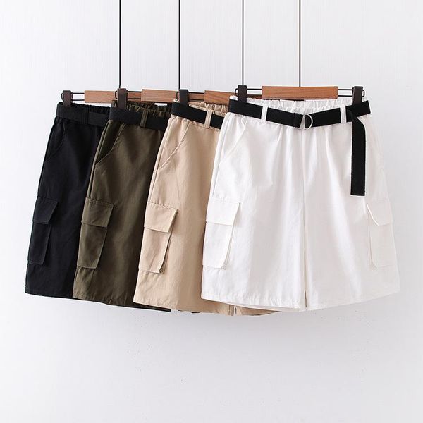 women's shorts high waist loose summer woman mujer elastic casual straight tooling womens, White;black
women's shorts high waist loose summer woman mujer elastic casual straight tooling womens, White;black