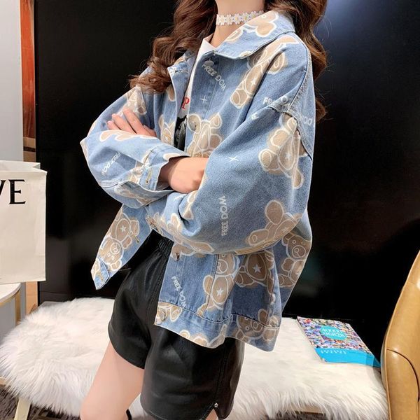 printed loose denim jacket korean college style large size women's long sleeve women clothing jackets, Black;brown
printed loose denim jacket korean college style large size women's long sleeve women clothing jackets, Black;brown