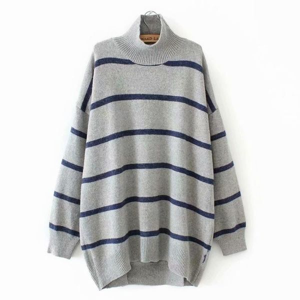 plus size t-shirt women's high collar striped autumn winter sweaters casual thick navy blue grey pullovers vintage, Black
plus size t-shirt women's high collar striped autumn winter sweaters casual thick navy blue grey pullovers vintage, Black