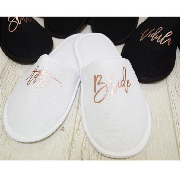 slippers personalize gold glitter groom&bride slippers,titles wedding slippers,bridesmaid el for spa weekend,hen night favors, Black