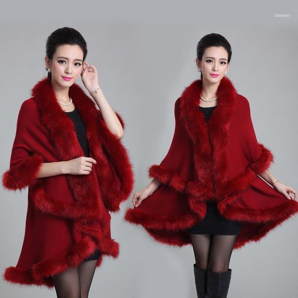 autumn and winter european american women's temperament plus size knit double cardigan imitation fur shawl cloak1, Black;white
autumn and winter european american women's temperament plus size knit double cardigan imitation fur shawl cloak1, Black;white