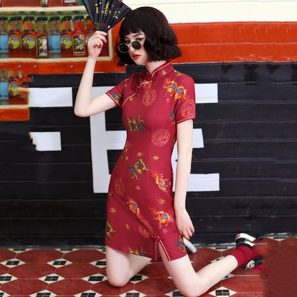 ethnic clothing summer women qipao so cool mini slim cheongsam vintage classic mandarin collar print dragon chinese dress vestidos, Red
ethnic clothing summer women qipao so cool mini slim cheongsam vintage classic mandarin collar print dragon chinese dress vestidos, Red