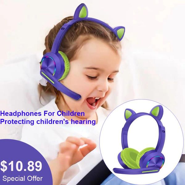 cat ear headphones with mic wired & wireless for children led light students livehouse online teach earphones
cat ear headphones with mic wired & wireless for children led light students livehouse online teach earphones