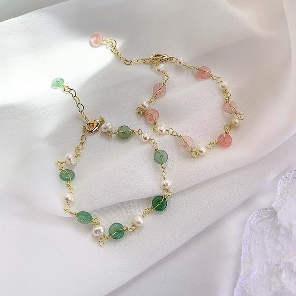 charm bracelets 2021 handmade korean green crystal pearl sweet beaded for women fashion jewelry gift, Golden;silver
charm bracelets 2021 handmade korean green crystal pearl sweet beaded for women fashion jewelry gift, Golden;silver
