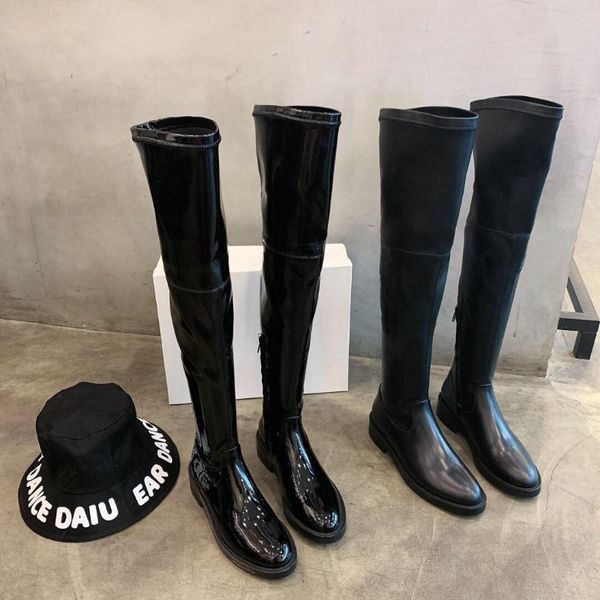boots patent leather over-the-knee women elastic slip on suede boot real fashion designer woman shoes, Black
boots patent leather over-the-knee women elastic slip on suede boot real fashion designer woman shoes, Black