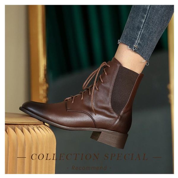 boots ankle short women's shoes british style autumn and winter 2021 genuine leather round toe lace up thick heel, Black
boots ankle short women's shoes british style autumn and winter 2021 genuine leather round toe lace up thick heel, Black