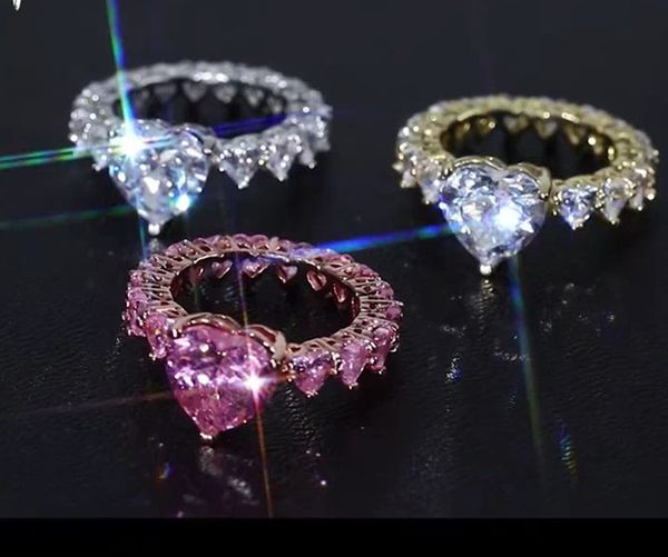 new diamond heart rings copper 14k gold plated iced out cubic zirconia rings hip hop fashion jewelry gift for women, Silver
new diamond heart rings copper 14k gold plated iced out cubic zirconia rings hip hop fashion jewelry gift for women, Silver