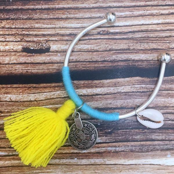 bohemian tassel charm bracelets for women&silver-plated copper open bracelet&retro alloy coin shell pendant bangle, Black
bohemian tassel charm bracelets for women&silver-plated copper open bracelet&retro alloy coin shell pendant bangle, Black