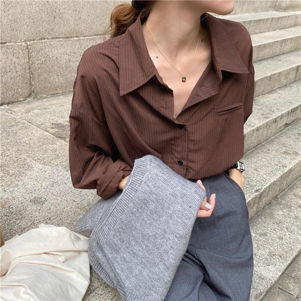 women's blouses & shirts hzirip korean stripe versatile long sleeve arrival 2021 female ol stylish lapel chic women all match, White
women's blouses & shirts hzirip korean stripe versatile long sleeve arrival 2021 female ol stylish lapel chic women all match, White
