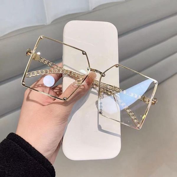 sunglasses 2021 fashion oversize for women vintage alloy chain rivet square eyeglasses clear lens glasses, White;black
sunglasses 2021 fashion oversize for women vintage alloy chain rivet square eyeglasses clear lens glasses, White;black