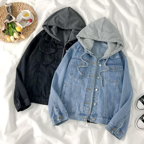 women's jackets 2021 korean harajuku women jeans plus size jacket bf style causal hooded demin coat single breasted long sleeve cowboy, Black;brown
women's jackets 2021 korean harajuku women jeans plus size jacket bf style causal hooded demin coat single breasted long sleeve cowboy, Black;brown
