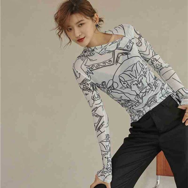 women's t-shirt aesthetic print mesh long sleeve skew collar tshirt women see through t shirt fall fashion crop whit nccq, White
women's t-shirt aesthetic print mesh long sleeve skew collar tshirt women see through t shirt fall fashion crop whit nccq, White