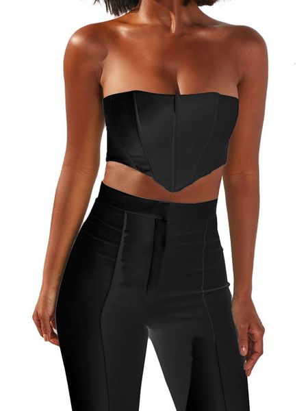 women's tracksuits 2pcs women solid color outfits strapless tube short + high waist flared pants elegant office ladies street wear 724, Gray
women's tracksuits 2pcs women solid color outfits strapless tube short + high waist flared pants elegant office ladies street wear 724, Gray